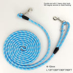 Long Rope Dog Leash for Dog Training 12FT 20FT 30FT 50FT, Reflective Threads Dog Cat Leashes Tie-Out Check Cord Recall Training Agility Lead for Large Medium Small Dogs (Blue, 10mm*50ft)