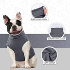 ROZKITCH Dog Sweaters Soft Fleece Pullover Sweatshirt Pajamas, Turtleneck Warm Pet Cold Weather Jacket Stretchy Vest Jumpsuit Apparel Outfit Clothes for Small Medium Large Dogs Walking Sleep Grey 4XL