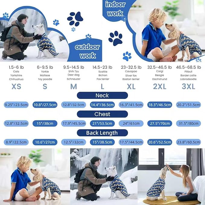 Pet Sweaters for Dogs Boys and Girls, Dynamic Letter Patterned Dog Sweater,Dog Cardigan,Pet Clothes,Pet Knitted Clothing,Fit for Different Seasons and Kinds of Dogs (Blue 2XL)