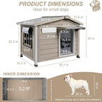 Outdoor Dog House with Chew-Proof Iron Frame, Wooden Dog Kennel Weatherproof，Removable Floor, Adjustable Vent Window, Easy Assembly for Medium and Small Dog, 30" L x 21" W x 24" H