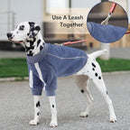 Queenmore Fleece Dog Sweater for Male Dogs, Soft Pullover Dog Sweatshirt with Leash Hole/Reflective Stripes – Cozy Winter Fleece Jacket for Small Medium Large Boy Puppy, Blue L