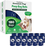 Puppington Certified Home Compostable Poop Bags - ASTM D6400 Compliant - 180 Extra Thick Bags - Plant Based - Pairs with Puppington 3-in-1 Bag & Fits all Standard Poop Bag Dispensers (Navy Blue)