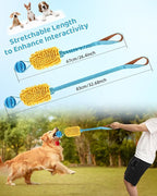 Dog Tug of War Toy, Interactive Chew Toy for Fun and Teeth Cleaning, Soft Nubby-Textured Noodle Plush with Rubber Ball, Dog Rope Toys for Training Small, Medium Large Dogs