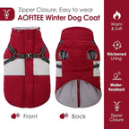 AOFITEE Small Dog Coat, Dog Winter Coat with Harness Built in, Warm Dogs Jacket with Zipper & Polar Fleece Collar, Waterproof Pet Snow Jacket Snowsuit for Schnauzer, Chihuahua Yorkshire, S