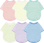 Geyoga 6 Pieces Dog Striped T-Shirt Cotton Breathable Pet Apparel Colorful Puppy Sweatshirt Clothes for Small to Medium Dogs Puppy(Gentle Color,L)