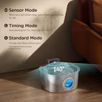 Voluas Stainless Steel Wireless Cat Water Fountain: 3.2L/108oz 3-Modes Pet Drinking Fountain Indoor Cordless Motion Sensor with 4200mAh Rechargeable Battery Operated
