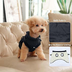 Dog Jacket with Harness,Fleece Lined Warm Puppy Coat for Winter,Soft Windproof Small Dog Vest,Black XS