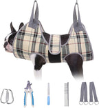 BEAUTYZOO Dog Grooming Hammock for Small Dogs Cat- Dog Sling for Nail Trimming/Clipping- Dog Hanging Harness Holder with Thick Fabric Neck Support & Strap Restraint Claw Care, Beige S