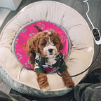 furrybaby Pet Heating Pad, Waterproof Dog Heating Pad Mat for Cat with Durable Anti-Bite Tube Indoor for Puppies Dogs Cats (1 Pack Pink, Round 12in, Temp Adjustable)