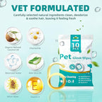 [10 Count] No-Rinse Pet Glove Wipes – 5-Finger Design, Coconut Oil & Aloe, Hypoallergenic Grooming Mitts for Dogs & Cats