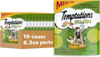 Temptations MixUps Catnip Fever Flavor Crunchy and Soft Cat Treats, 6.3 oz. Pouch (Pack of 10)