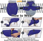 Lelepet Warm Dog Winter Coat Waterproof Dog Jacket with Adjustable Buckle & Leash Hole Reflective Pet Fleece Snowsuit Turtleneck Windproof Cold Weather Coats, Blue, S