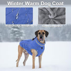 Dog Coat, Warm Dog Winter Coat for Large Dogs, Waterproof Jacket with Harness Built in, Reflective Turtleneck Cold Weather Coats with Zipper,Pet Fleece Vest Snow Jacket, Blue XXL