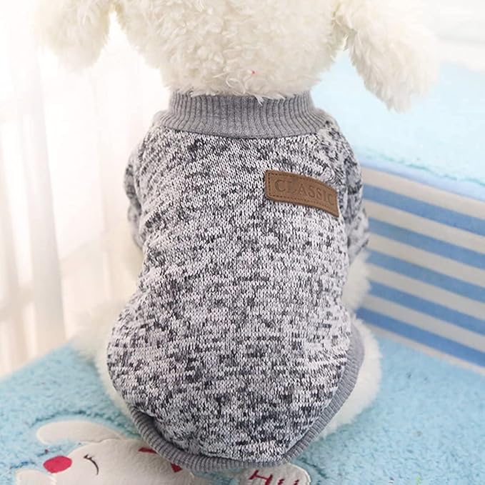 Idepet Pet Dog Classic Sweater, Soft Fleece Coat for Small,Medium Dog,Warm Pet Dog Cat Clothes,Soft Puppy Customes 2 Color (M, Grey)