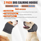 SlowTon Quiet Ears Dog Hoodie - 2 Pcs Ear Wrap Dog Ear Muffs Noise Protection, Anxiety Relief Dogs Hat Calming Hood Head Cover, Pet Headband Dogs Ear Protector for Grooming, Force Drying (Grey,L)