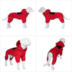 LOVELONGLONG Fleece-Lined Dog Raincoat with Removable Hood – Waterproof Winter Full Body Dog Jacket – Windproof Snowproof Cold-Weather Suit – Red-F 4XL