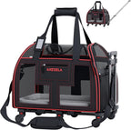 Airline Compliant Pet Carrier - Rolling Portable Travel Carry Crate for Small Dog Puppy or Cat - Soft Removable Wheeled Design with Mesh Window Sides - Airplane and TSA Compliant- by Katziela