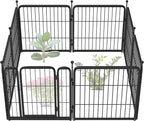 FXW Garden Fence Outdoor for The Yard – 24in(H) x 15.2ft(L) Heavy Duty Metal Animal Barrier for Dog and Rabbit, Decorative Dog Fence, 8 Panels, Black