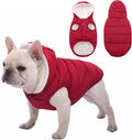 Fleece Hoodie, Windproof Waterproof Dog Coat, Winter Warm Jacket, Cold Weather Pet Apparel Clothes Vest for Small Medium Large Dogs (S, Red)