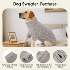 SAWMONG Dog Sweater, Dog Sweaters for Small Dogs Girls Boys, Pullover Turtleneck Knitted Doggy Sweatshirt, Cold Weather Pet Clothes（Grey, Small