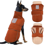 ASENKU Warm Dog Coat, Waterproof Dog Jackets for Large Dogs with Reflective Fleece Vest Turtleneck with Button,Windproof Cold Weather Coats for Small Medium Large Dogs, Red Brown, 4XL