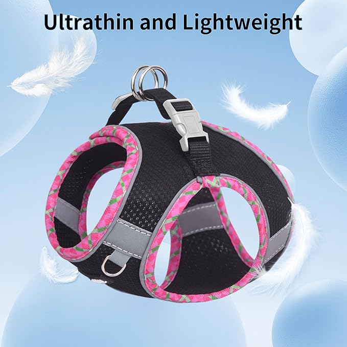 AIITLE Tiny Dog Harness - Lightweight Mesh Step-in Vest for Puppy, Reflective & Escape-Proof Design with High-Stick Magic Tape - Indoor/Outdoor Use for Chihuahua, Maltese, Shih Tzu(Black, XXXS)