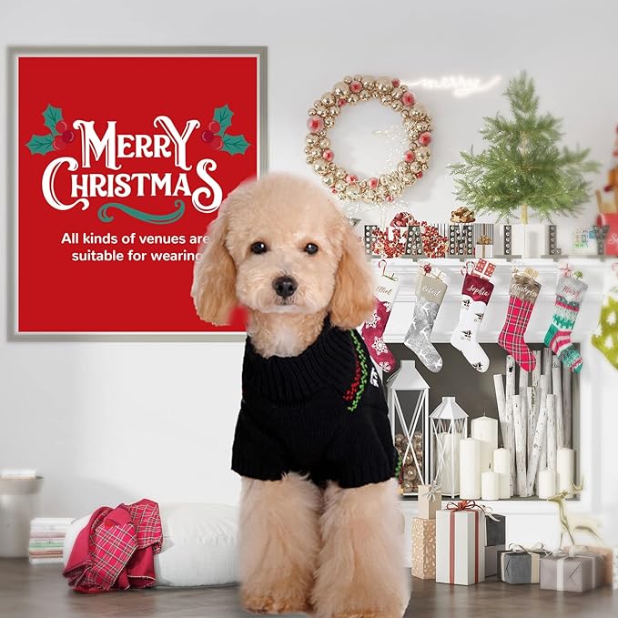 PETCARE Dog Christmas Sweater Black Ugly Funny Cute Cartoon Reindeer Cat Sweaters Jumper Holiday Dog Clothes Puppy Sweaters for Small Medium Large Dogs Fall Winter Outfits Xmas Dogs Costume,XX-Small