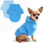 Idepet Pet Dog Hoodies 2 Pack with Pocket, Dog Outfits for Small Pets Chihuahua Clothes Warm Coat Jacket Autumn Puppy Sweatshirt Cats Clothing