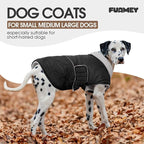 FUAMEY Extra Large Warm Dog Coat Waterproof, Adjustable Sherpa Jackets for Dogs Sow Outdoor, Turtleneck Doggy Vest with Fleece Lined, Thermal Pet Winter Outfits (Black, XL)