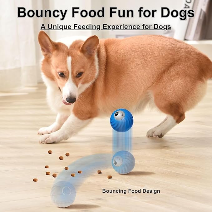 Zoomie Buddy 2.0 Interactive Dog Toys, 2 in 1 Interactive Dog Balls ＆ Pet Feeder, Dog Track Food Leaking Ball, New TPU Rolling Ball for Dogs with Fruit Plush Cover (Blue)