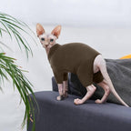 ROZKITCH Hairless Cat Sweaters, Sphynx Sweater Shirt Kitten Soft Clothes Pullover Cute Cat Pajamas Jumpsuit Apparel Pet Winter Turtleneck for Cats and Teacup Chihuahua Small Dogs Coffee 2XL