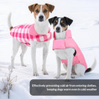 ASENKU Dog Winter Coat, Fleece Doggie Jacket Plaid Reversible Vest Waterproof Windproof Cold Weather Clothes for Small Medium Large Dogs (M, Pink)