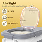 HOYTAMDA 20-30Lbs Rice Container,Collapsible Airtight Food Storage Containers with Wheels,Handle,Rice Storage Container with Small Bin and Scoop,Rice Dispenser for Flour Sugar Cereal Grain Dog Cat