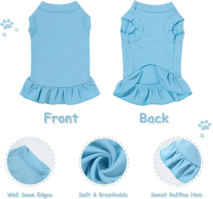6 Pieces Dog Dresses Shirt Skirt Sleeveless Dress Breathable Pet Shirts with Ruffles Puppy Sundress Outfits for Dogs and Cats (S Size)