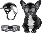 Dog Helmet and Goggles for Small Dogs - Pet Goggles Pet Motorcycle Helmet Hat with Ear Holes Adjustable Straps Safety Helmet for Puppy Riding - Black