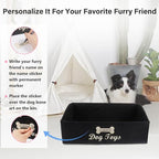 Collapsible Dog Toy Box - Fabric Storage for Toys/Blankets/Leashes - Personalizable - Black