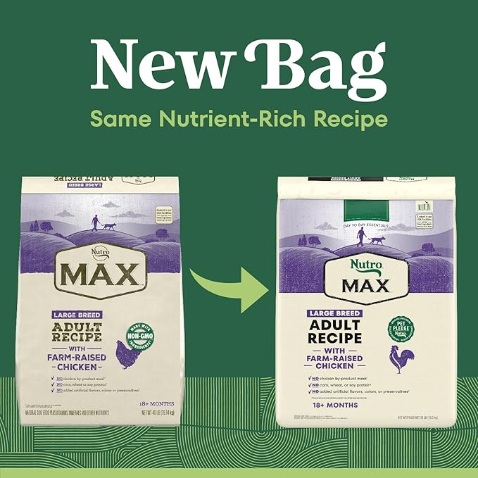 Nutro Max Adult Large Breed Dry Dog Food with Farm-Raised Chicken, 36 lb Bag