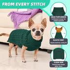 2 Pack Dog Sweaters for Small Dogs Turtleneck Pullover Cable Knit Puppy Stretch Clothes Chihuahua Yorkie Pomeranian Toy Poodle Boy Girl Pets Winter Doggie Clothes (XS, Green & Brown)