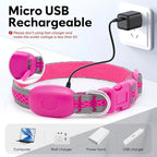 Flashseen LED Cat Collar,Light Up Dog Collar Rechargeable, Dog Lights for Night Walking, Comfortable Soft Mesh Pet Collar Adjustable for Cats Puppy and Small Dogs(Pink, XS)