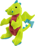 goDog Mesh Dragons Squeaky Plush Dog Toy, Double Chew Guard Technology - Green, Large