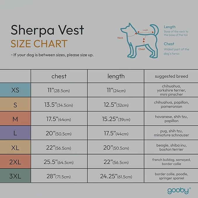 Gooby Sherpa Vest Dog Sweater - Stone Blue, Medium - Warm Fuzzy Fleece Step in Dog Jacket Without Ring Leash for Small to Medium Dogs