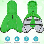 Mosucoirl Dog Raincoat Jacket Reflective Adjustable Hooded Pet Poncho Rain Coats with Leash Hole Waterproof Clothes for Small Medium Large Dogs (Green, XXL)