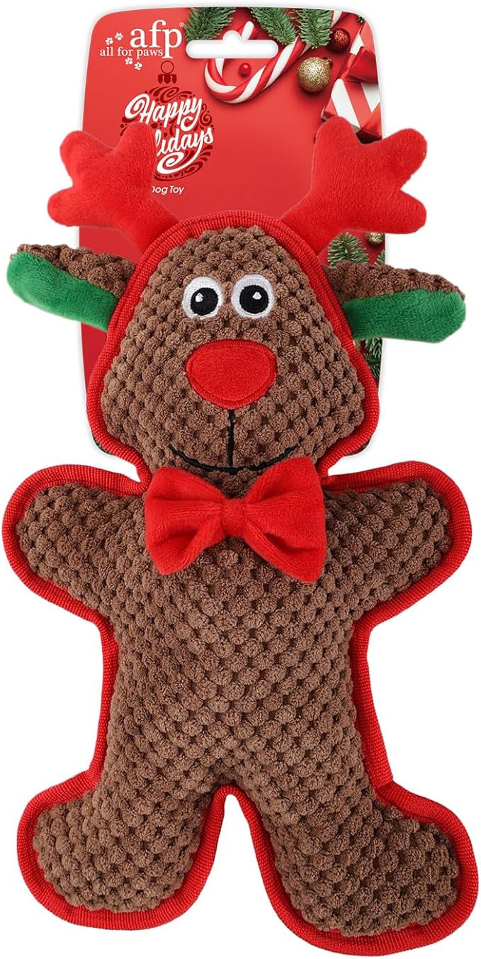 ALL FOR PAWS Christmas Dog Squeaky Toys Dog Gifts Chew Toy Enrichment Fetch Toys Holiday Birthday Gift for Medium to Large Dogs
