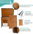 Indoor Outdoor Dog House,Anti-Chewing Iron Frame Dog Kennel,Wood Warm Pets Home,Weatherproof Outside Shelter (43.3" (L) x 29.4" (W) x 33.4" (H) Brown)