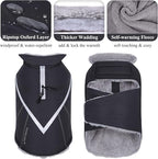 VIVAGLORY Snowrap Dog Coat, Jacket with Harness Hole & Velcro Closure, Dog Coat for Winter & Cold Weather, Fluffy Warm Fleece Lined Reflective Water Resistant for Puppy, S, Black