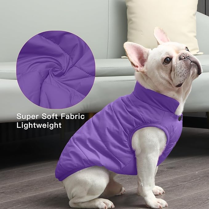 2 Layers Fleece Lined Warm Dog Jacket for Winter Cold Weather,Soft Windproof Large Dog Coat,Purple XXXL