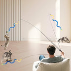 Cat Wand Toy, 9Pcs Retractable Plush Srtip Cat Teaser Wand Toys with Bell & String, Long Interactive Wand Toys for Indoor Kitten, Exercise