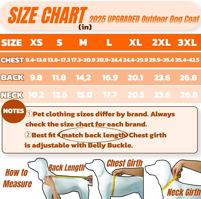 Insulated Relaxed Fit Dog Winter Coat with Full-Body Reflective Strip, Hard Shell Pet Jacket for Outdoor, Waterproof Coats for Large Dogs, Soft Fur Collar Jacket for Labrador Male Female(Orange, 2XL)