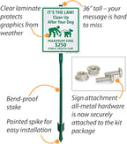 SmartSign "It’s The Law! Clean Up After Your Dog - Maximum Fine $250" LawnBoss® Sign | 10" x 12" Aluminum Sign With 3' Stake