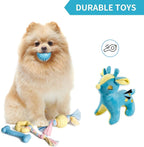 Toozey Puppy Teething Chew Toys - 7 Pack for Small Dogs, Cute Deer Plush Squeaky Toy, Durable TPR Chew Toy, 100% Natural Cotton Rope Toy, Non-Toxic and Safe